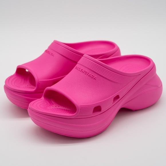 size 39 - Balenciaga x Crocs Pool Slide Sandals Pink Rubber Open - Picture 1 of 13